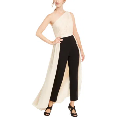 Adrianna Papell Petites Womens Chiffon One Shoulder Jumpsuit In White