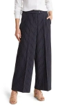 Adrianna Papell Pinstripe Pants In Blue Moon/white