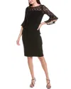 Adrianna Papell Pintuck Stripe Sheath Dress In Black