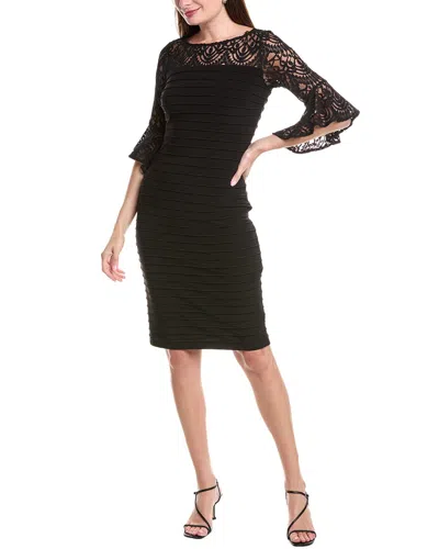 Adrianna Papell Pintuck Stripe Sheath Dress In Black