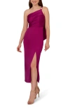 Adrianna Papell Pleat One-shoulder Crepe Cocktail Dress In Wild Magenta