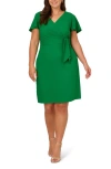 Adrianna Papell Plus Size Surplice-neck Tie-waist Dress In Palm Leaf