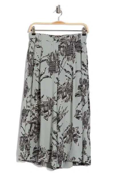 Adrianna Papell Pleat Wide Leg Pants In Dusty Sea Mist Crosshtch Florl