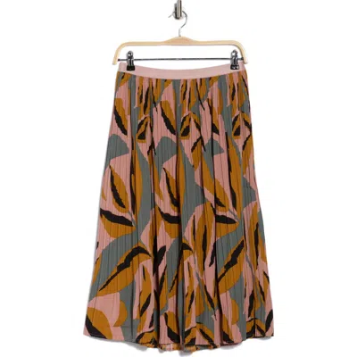 Adrianna Papell Pleated Midi Skirt In Multi