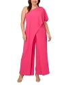 ADRIANNA PAPELL PLUS ONE SHOULDER OVERLAY JUMPSUIT
