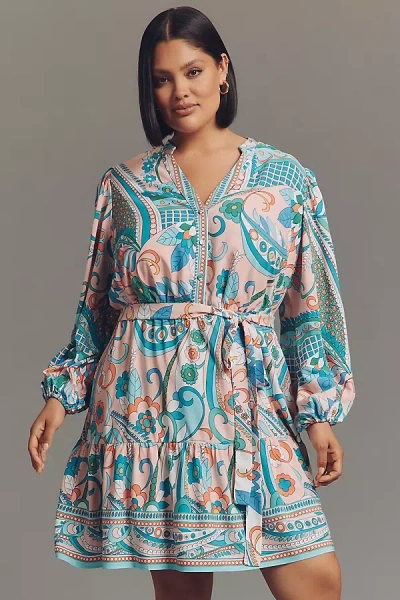 Adrianna Papell Plus Printed Mini Dress In Blue