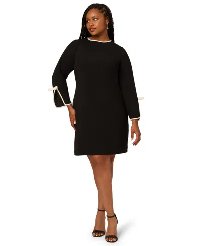 ADRIANNA PAPELL PLUS SIZE 3/4-SLEEVE CREWNECK DRESS