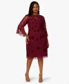 Adrianna Papell Plus Size Bead Velvet Sheath Dress In Brown