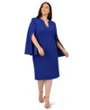 Adrianna Papell Plus Size Beaded Split-sleeve Dress In Blue