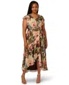 Adrianna Papell Plus Size Chiffon Printed High-low Midi Dress