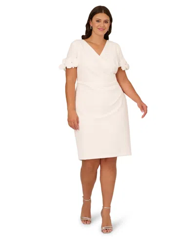 Adrianna Papell Plus Size Floral Applique Sheath Dress In White