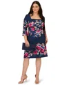 Adrianna Papell Plus Size Floral Printed Midi Dress In Multi