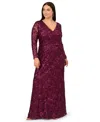 Adrianna Papell Plus Size Sequin Stretch Mermaid Gown In Purple
