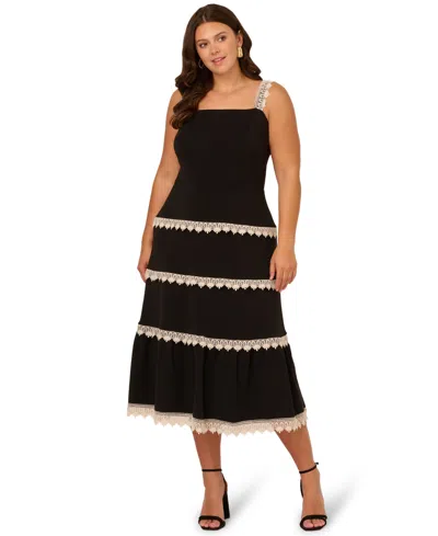 Adrianna Papell Plus Size Sleeveless Ponte-knit Midi Dress In Multi