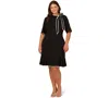 Adrianna Papell Plus Size Tie Neck Flounce Dress In Black