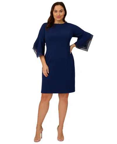 Adrianna Papell Plus Size Tiered-cuff 3/4-sleeve Sheath Dress