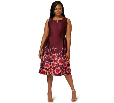 ADRIANNA PAPELL PLUS SIZE TWIST CREPE V-NECK SHORT DRESS