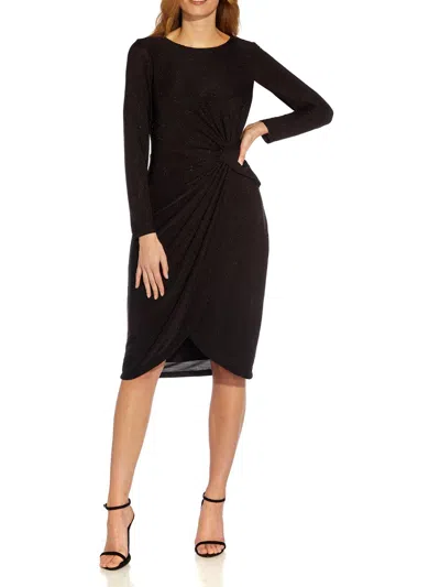 Adrianna Papell Plus Womens Faux Wrap Maxi Cocktail And Party Dress In Black