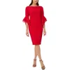 Adrianna Papell Plus Womens Knit Midi Cocktail And Party Dress In Red