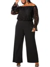 Adrianna Papell Petite Lace Off-the-shoulder Jumpsuit In Black