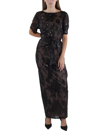 Adrianna Papell Plus Womens Lace Sequin Evening Dress In Multi