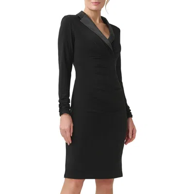 Adrianna Papell Plus Womens Notch Collar Midi Cocktail And Party Dress In Black
