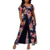 Adrianna Papell Floral Overlay Chiffon Jumpsuit In Multi