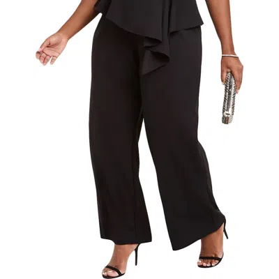 Adrianna Papell Plus Womens Rosette Draped Jumpsuit In Black