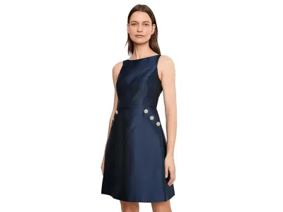 Adrianna Papell Pocket Trim Short Dress Women's Dress Midnight: 16 In Blue