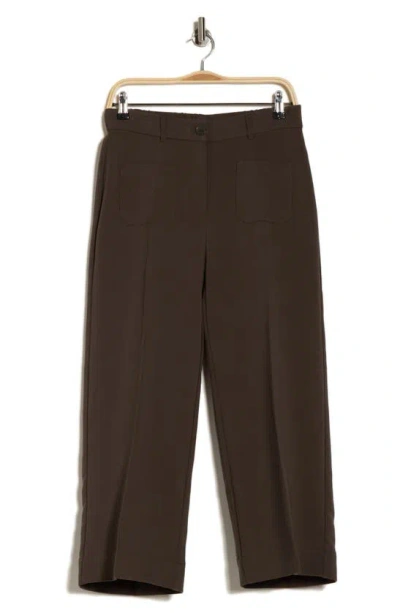 Adrianna Papell Pocket Wide Leg Pants In Brown