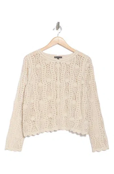 Adrianna Papell Pointelle Sweater In Barley
