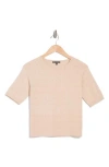 Adrianna Papell Pointelle Sweater In Champagne Blush