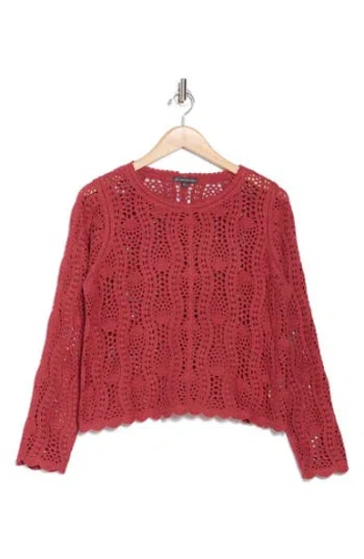 Adrianna Papell Pointelle Sweater In Rose