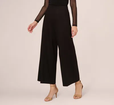Adrianna Papell Ponte Knit Wide Leg Pants With Elastic Waist In Black In Brown