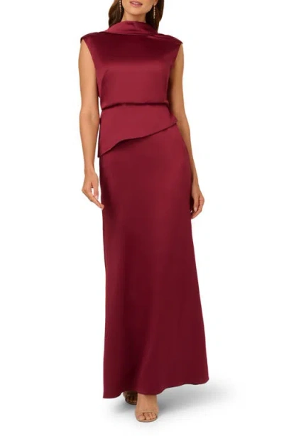 Adrianna Papell Popover Satin Crepe Gown In Multi