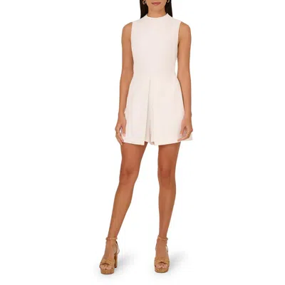 Adrianna Papell Preplum Romper Womens Solid Polyester Romper In Ivory