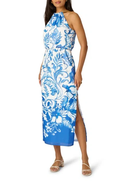 Adrianna Papell Print Blouson Bodice Sleeveless Maxi Dress In Multi