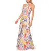 Adrianna Papell Print Satin Halter Gown