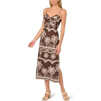 Adrianna Papell Print Smocked Sleeveless Midi Dress In Multi