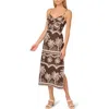 ADRIANNA PAPELL ADRIANNA PAPELL PRINT SMOCKED SLEEVELESS MIDI DRESS