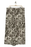 Adrianna Papell Print Wide Leg Drawstring Pants In Choc Walnut/cream Large Swirl