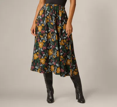 Adrianna Papell Printed A Line Drawstring Midi Skirt In Jungle Garden