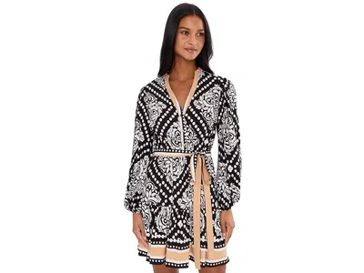 Adrianna Papell Printed Short Dress In Black