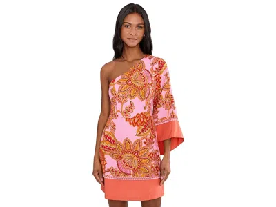 Adrianna Papell Printed Short Dress In Brown