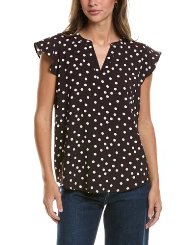 Adrianna Papell Printed Texture Airflow Woven Blouse In Brown