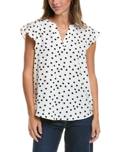 Adrianna Papell Printed Texture Airflow Woven Blouse In White