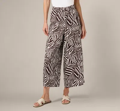 Adrianna Papell Pull On Cropped Wide Leg Pant In Chocolate Patchwork Stripe In Multi