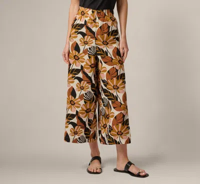 Adrianna Papell Pull On Cropped Wide Leg Pant In Cream Tapenade Floral In Multi