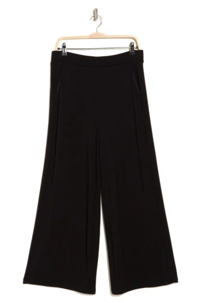 Adrianna Papell Pull-on French Terry Crop Wide Leg Pants In Black