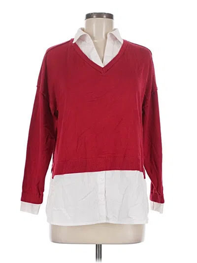 Pre-owned Adrianna Papell Pullover Sweater In Red